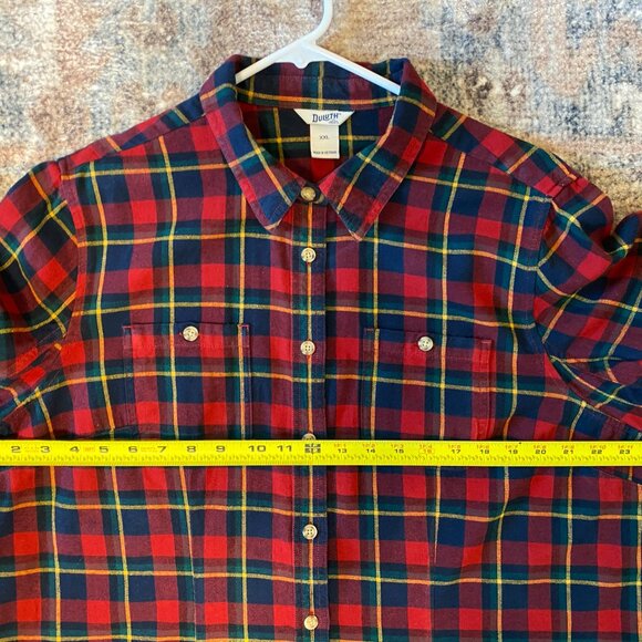 Duluth Trading Co Women's L/S Red Plaid Free Swinging Flannel Shirt Top: XXL/2XL - Picture 6 of 9